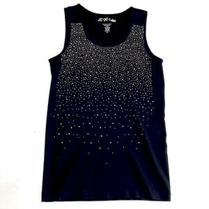 LC Couture Black Rhinestone Tank Top Size M/L